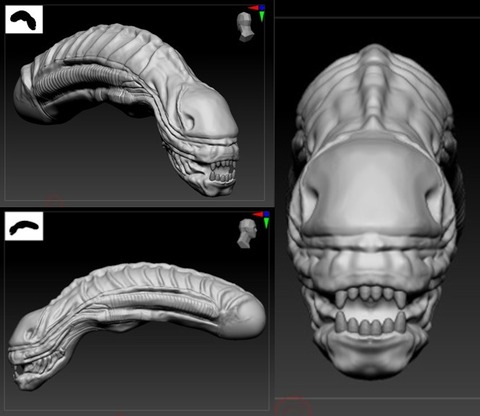 A Digital Sculpt of a Xenomorph Head